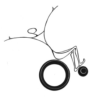 A graphic of a dancer who uses a wheel chair