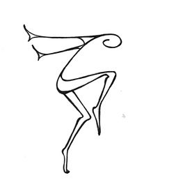 A grapic of a dancer with knee up