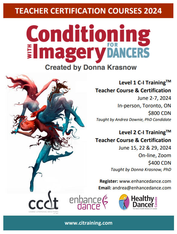Poster for C-I Training Courses 2024. Artistic image of two dancers on lower left.