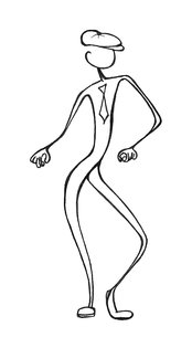 A graphic of a dancer in a hat
