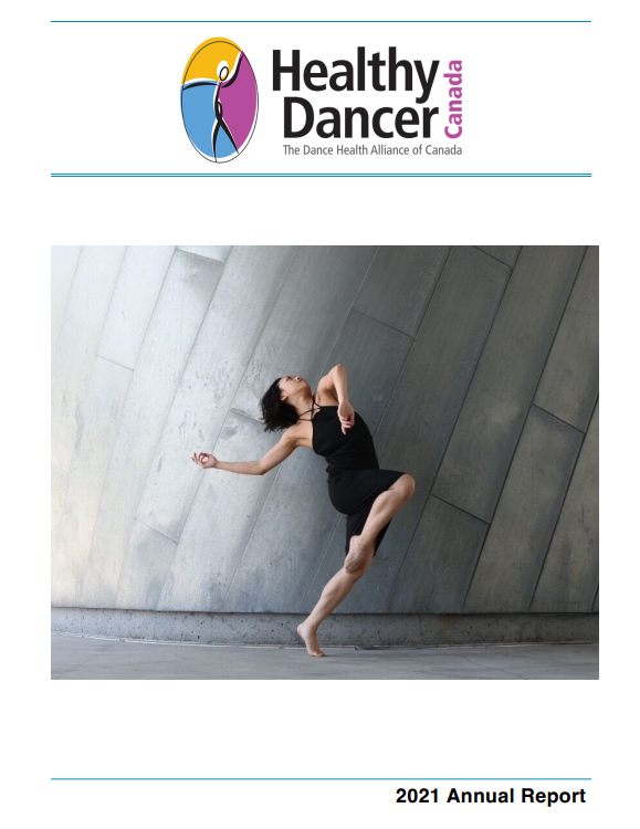 A picture of the 2020 Annual Report cover with a dancer outside on the street in a low pose
