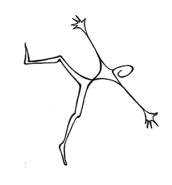 A graphic of a dancer looking over their shoulder