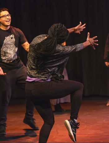 A picture of a dancers krumping